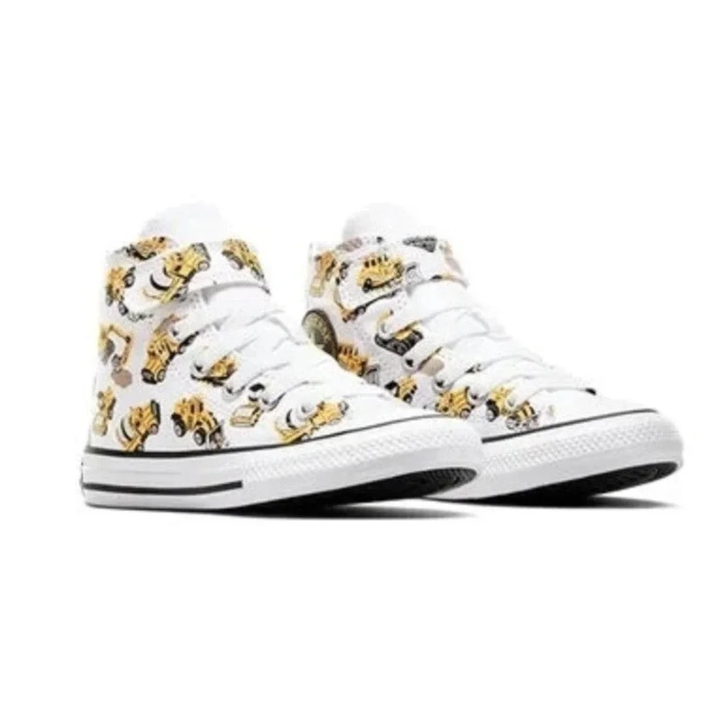 Converse CTAS‎ High Tops Yellow Construction Trucks Designs Kids NEW Size 2
